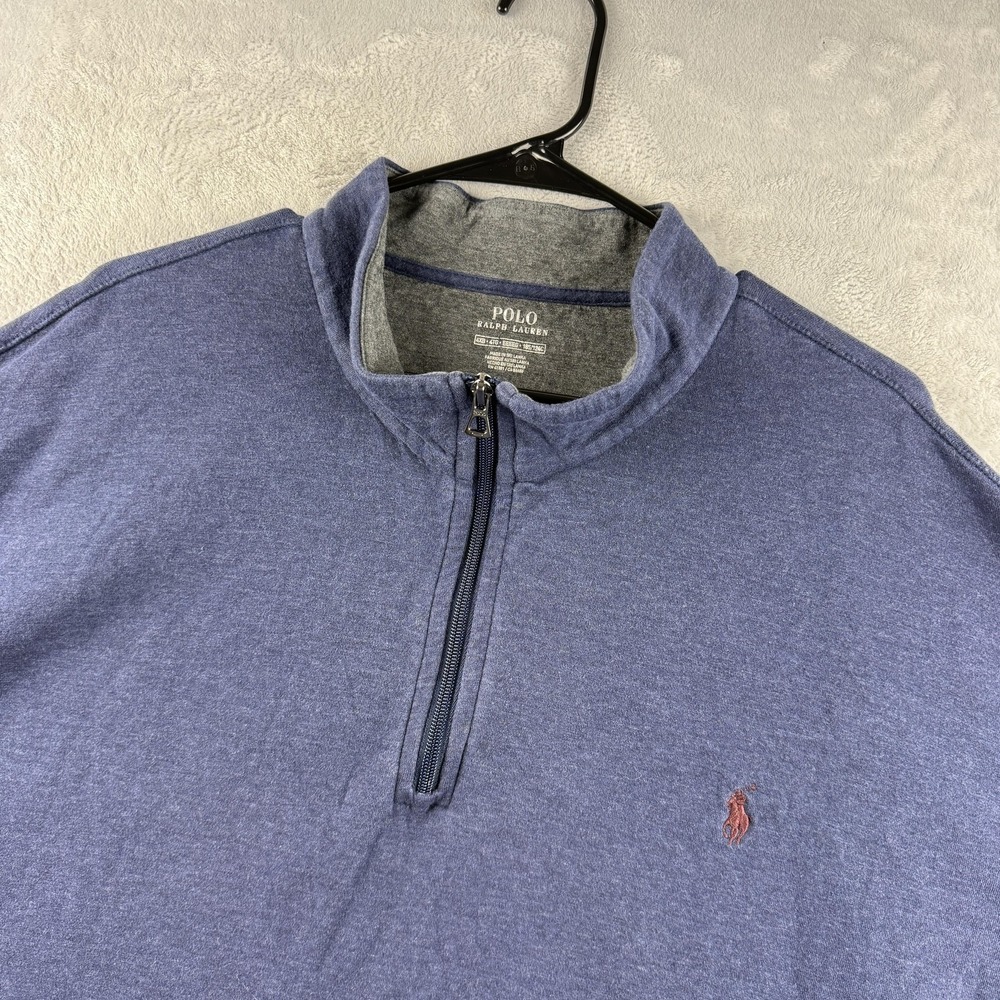 Polo Ralph Lauren Sweatshirt Mens 4XB Big Blue 1/4 Zip Mock Neck Pony Pullover